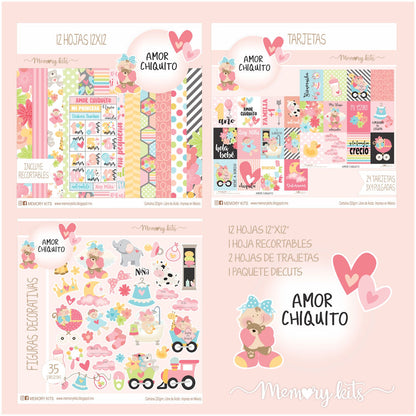 Kit de Papel Cartulina Amor Chiquito Niña Descontinuado Memory Kits