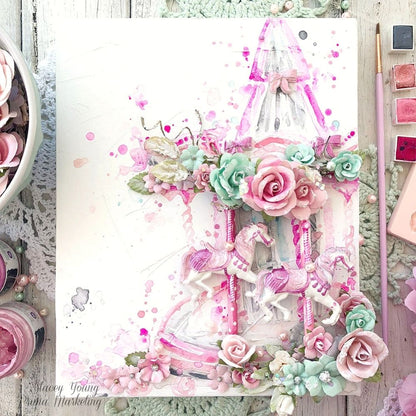 Mulberry Paper Flowers Fluffy Candy / 9 Flores de Papel Adornos / Embellishments Prima Marketing