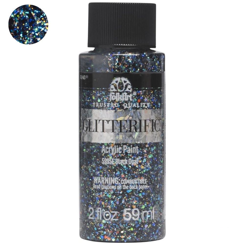 FolkArt Glitterific Paint Black Opal / Pintura AcrÃlica con Glitter Acrìlicos Plaid