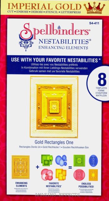 Nestabilities Enhancing Elements Dies Gold Rectangles 1 / Placas Decorativas Marco Adornado Descontinuado Spellbinders