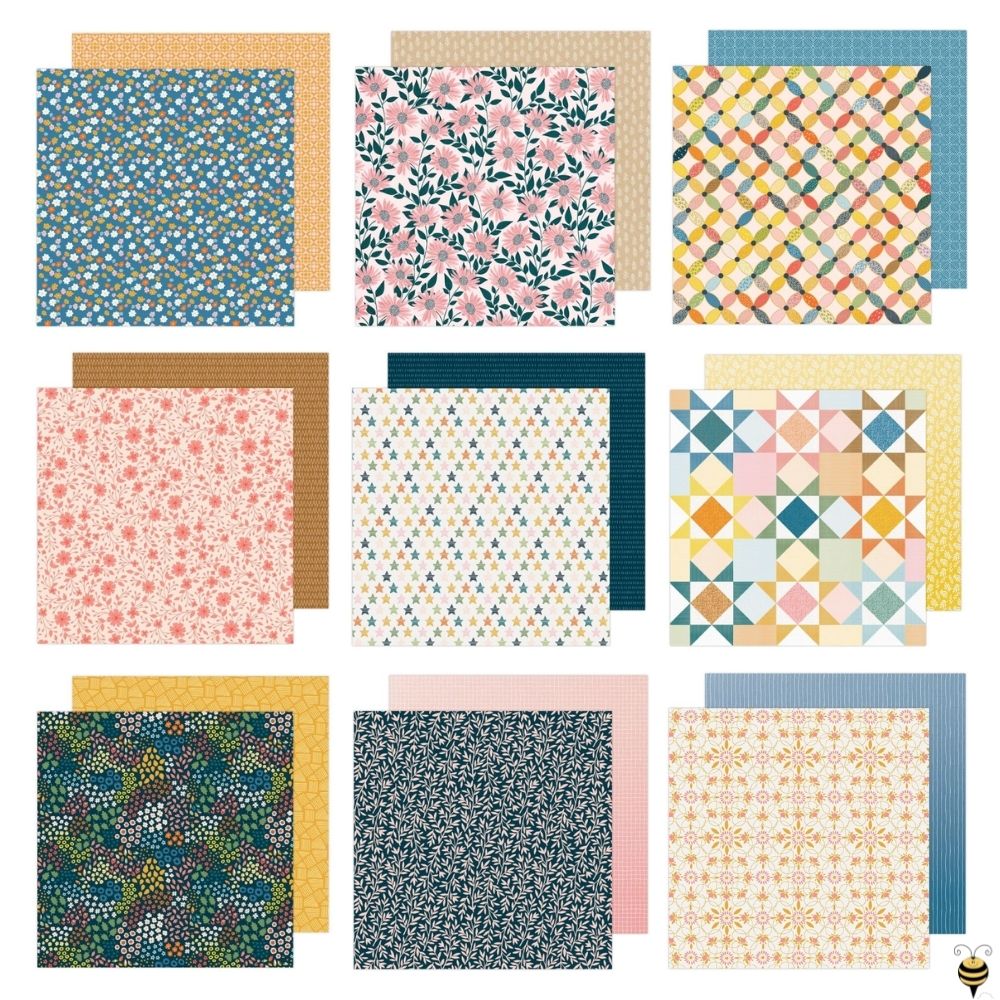 Bungalow Lane Paper Pad 12 x 12" / Block de Papel Flores y Mosaicos Papel American Crafts