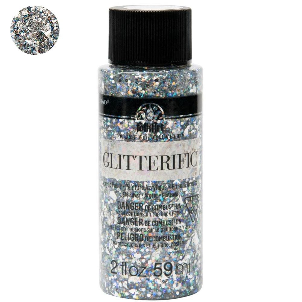 FolkArt Glitterific Paint Silver / Pintura AcrÃlica con Glitter Acrìlicos Plaid