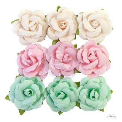 Mulberry Paper Flowers Fluffy Candy / 9 Flores de Papel Adornos / Embellishments Prima Marketing