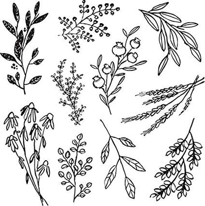 Clear Stamps Sweet Sprigs / Sellos de Polímero Espigas Descontinuado Prima Marketing