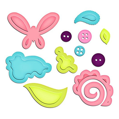 Whimsy Dies and Emboss / Suaje y Realce Botones, Flores y Mariposas Descontinuado Spellbinders