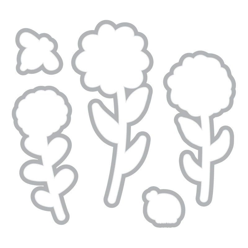 Framelits Dies &amp; Cling Stamps Garden Flowers / Kit de Suajes y Sellos Descontinuado Sizzix