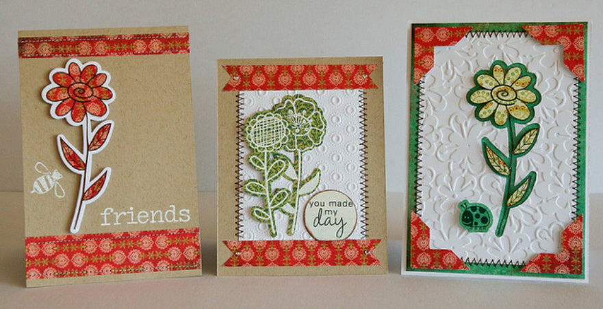 Framelits Dies &amp; Cling Stamps Garden Flowers / Kit de Suajes y Sellos Descontinuado Sizzix