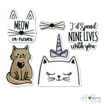 Framelits Die &amp; Stamps Set Nines Lives / Kit de Suajes y Sellos de Nueve Vidas Descontinuado Sizzix