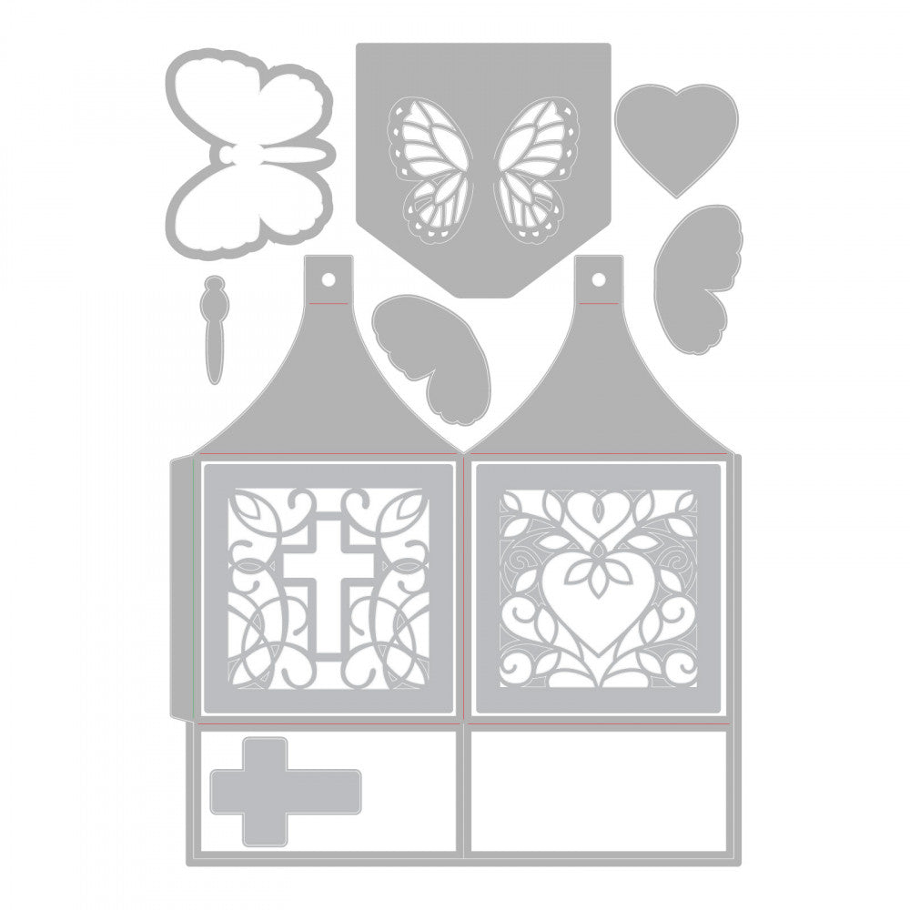 Thinlits Die Set Butterflies &amp; Cross Favor Box  / Suaje de Cajitas Descontinuado Sizzix