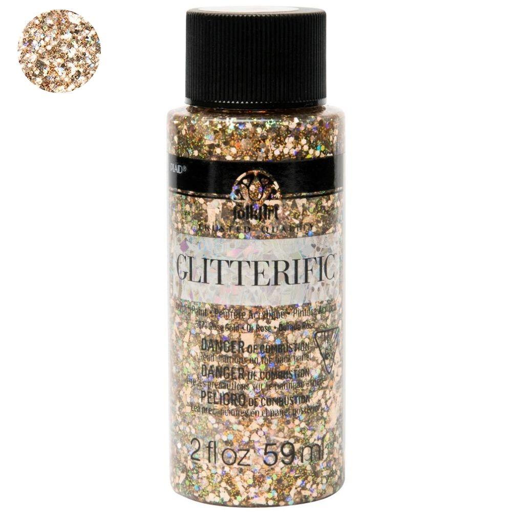 FolkArt Glitterific Paint Rose Gold / Pintura AcrÃlica con Glitter Acrìlicos Plaid