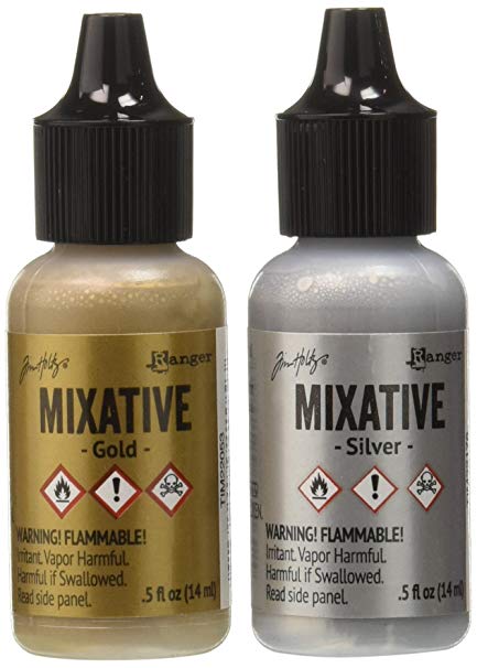 Tim Holtz Alcohol Ink Metallic Mixatives Gold & Silver / Tintas de Alcóhol para Acabados Metálicos Tintas Ranger