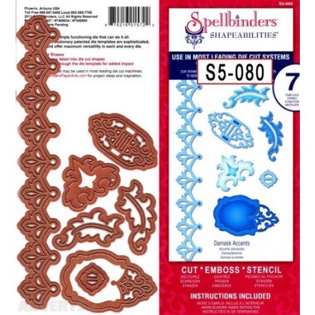 Damask Accents Dies and Emboss / Suaje y Realce Damasco y Accesorios Descontinuado Spellbinders