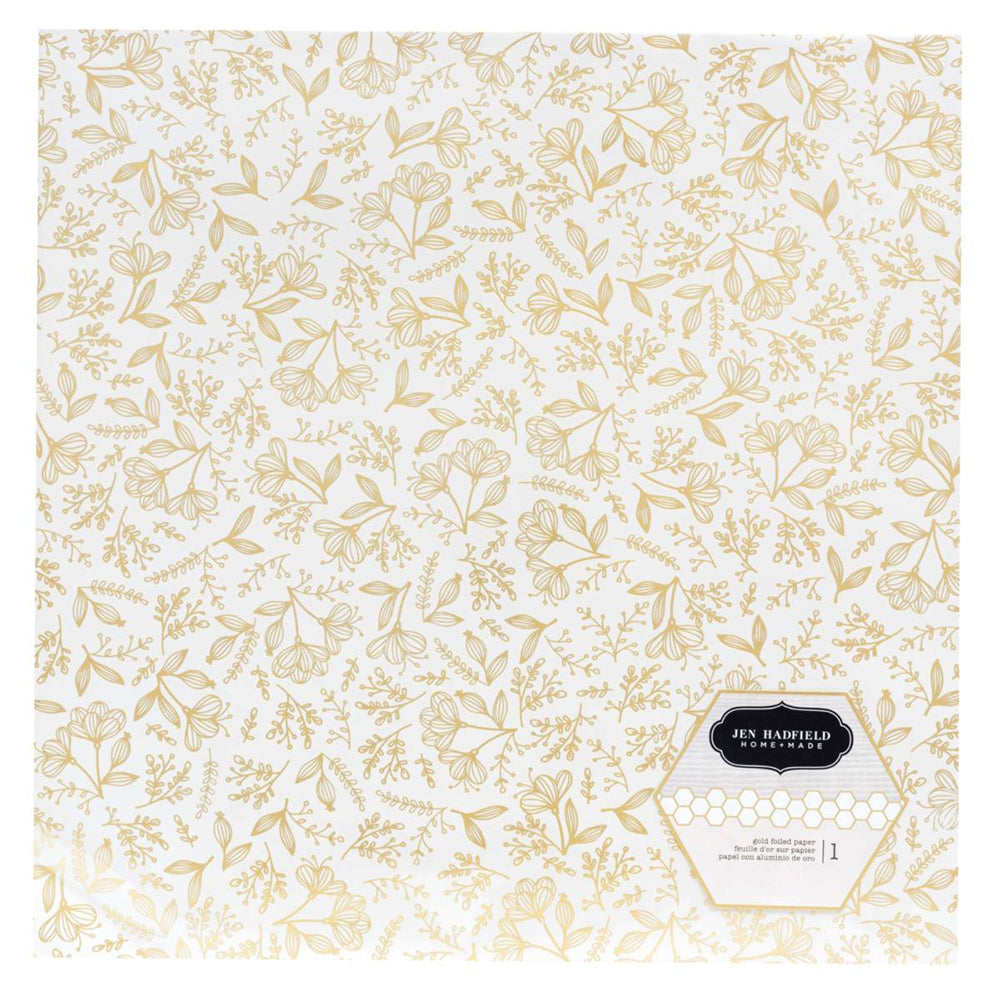 Along The Way Foil Paper 12&quot; / Hoja Papel de Flores Doradas Metalizadas Papel, Hojas Sueltas Pebbles