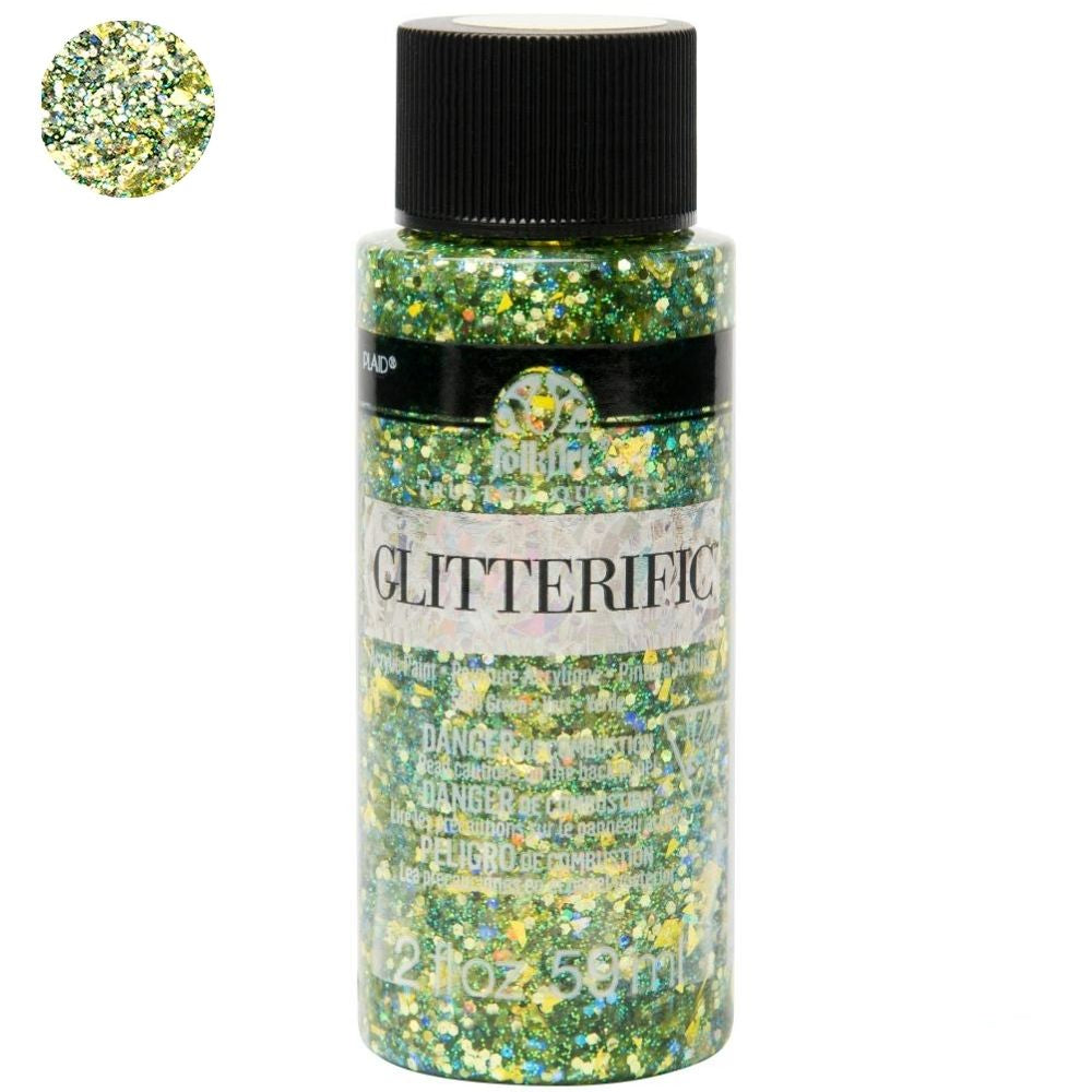 FolkArt Glitterific Paint Green / Pintura AcrÃlica con Glitter Acrìlicos Plaid