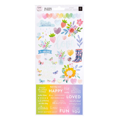 Bloom Street Cardstock Stickers / Block de Estampas Floreciendo Descontinuado Pink Paislee