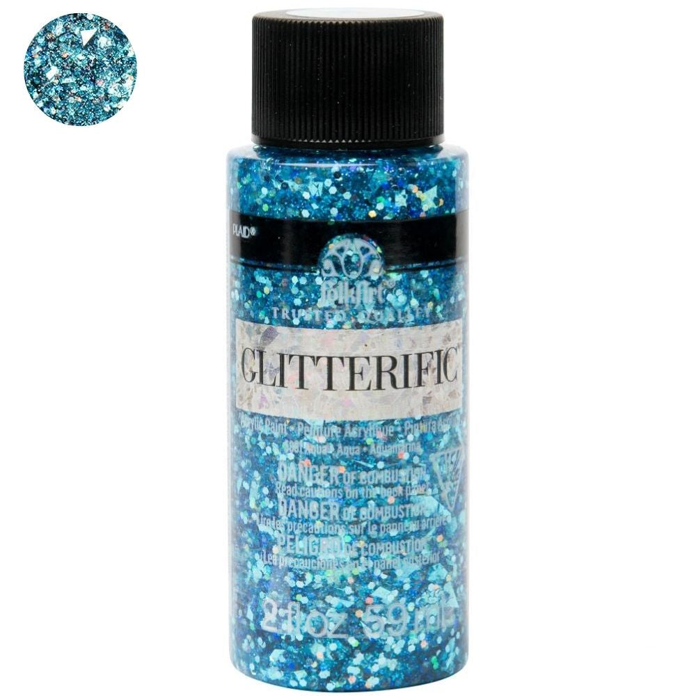 FolkArt Glitterific Paint Aqua / Pintura AcrÃlica con Glitter Acrìlicos Plaid