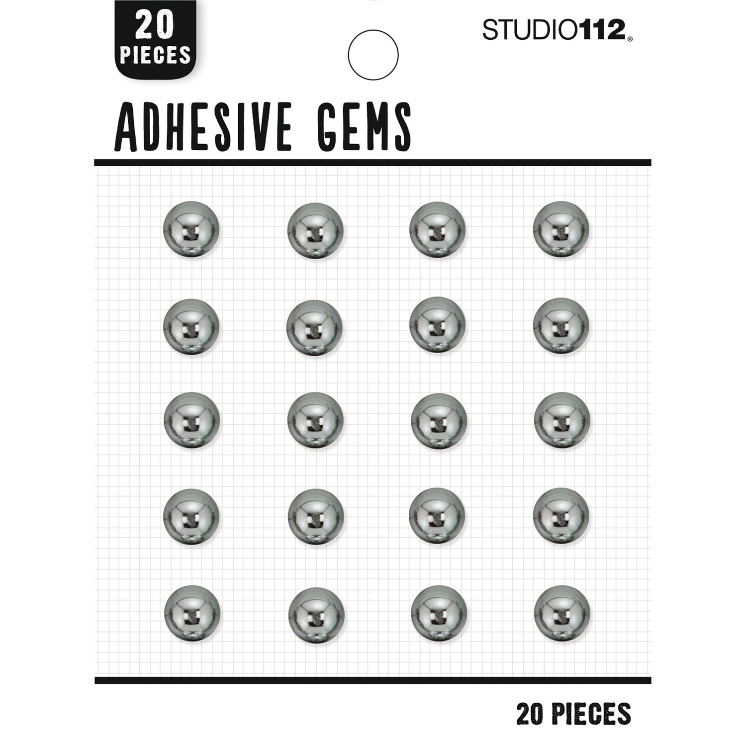 Neutral Silver Dome Gems / 20 Gemas Adhesivas Gris Adornos / Embellishments K &amp; Company