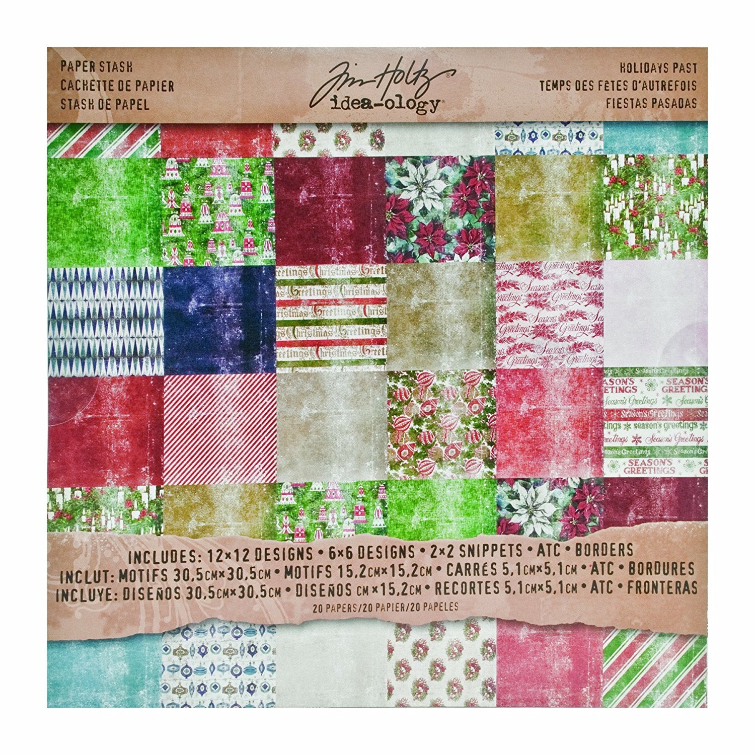 Holidays Past Papers 12" x 12" / Block de Papel Fiestas Navideña 20 Hojas Descontinuado Tim Holtz