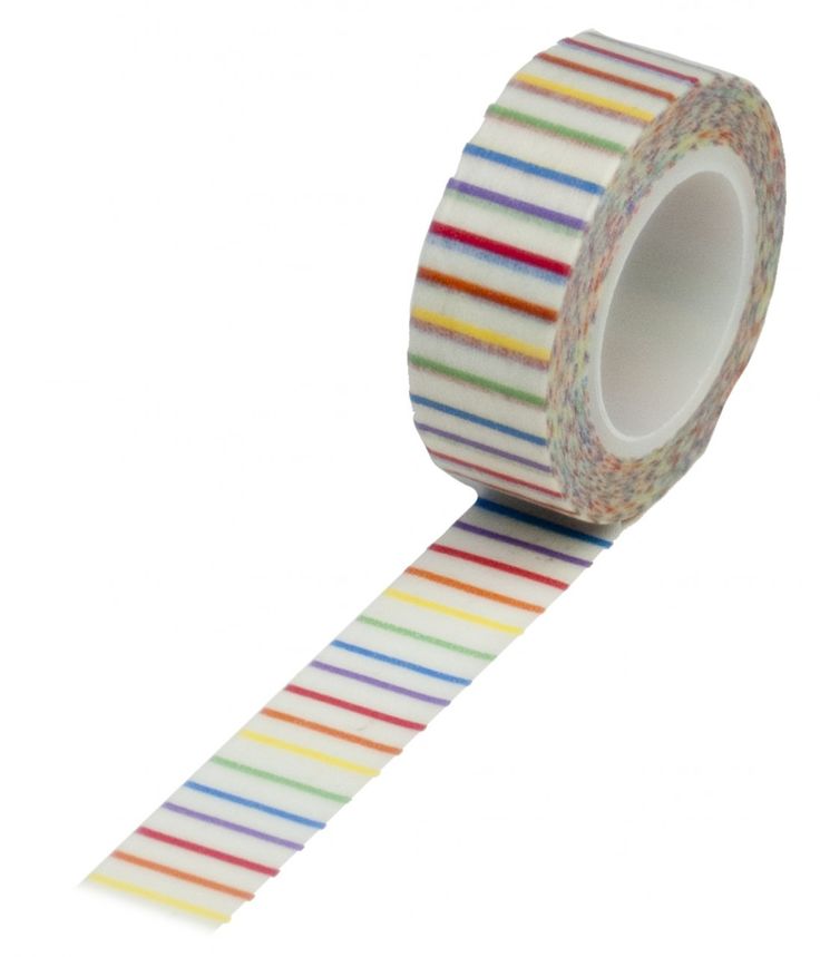 Washi Tape Rainbow Pencil Stripe Trendy / Cinta Adhesiva Lineas de Colores Descontinuado Queen&amp;Co