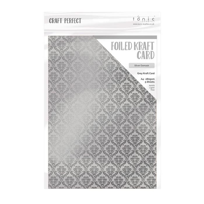 Foiled Kraft Paper Silver Damask / Papel Kraft Metalizado con Plateado Descontinuado Craft Perfect
