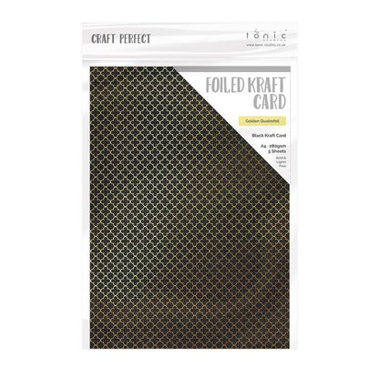 Foiled Kraft Paper Golden Quatrefoil / Papel Kraft Metalizado con Dorado Descontinuado Craft Perfect