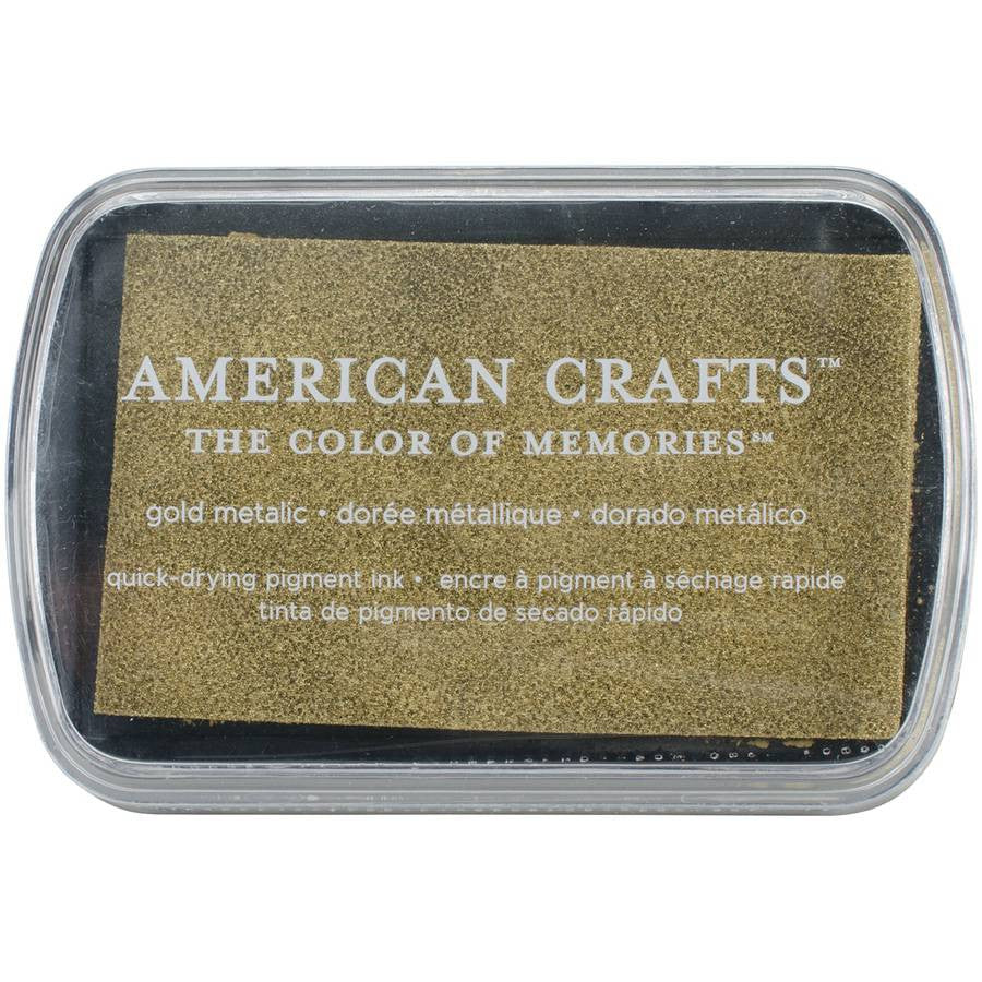 Gold Metallic Quick Drying Pigment Ink / Tinta para Sellos de Secado Rápido Dorado Descontinuado American Crafts