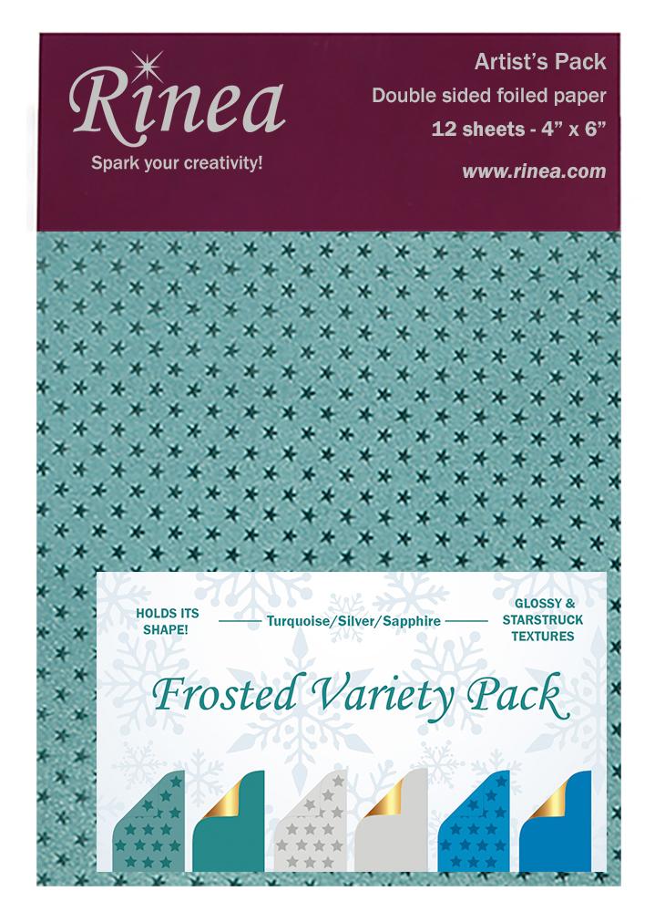 Frosted Foiled Papers 4"x6" / 12 Hojas de Papel Tipo Alumino Doble Cara Colores FrÃos Papel Rinea