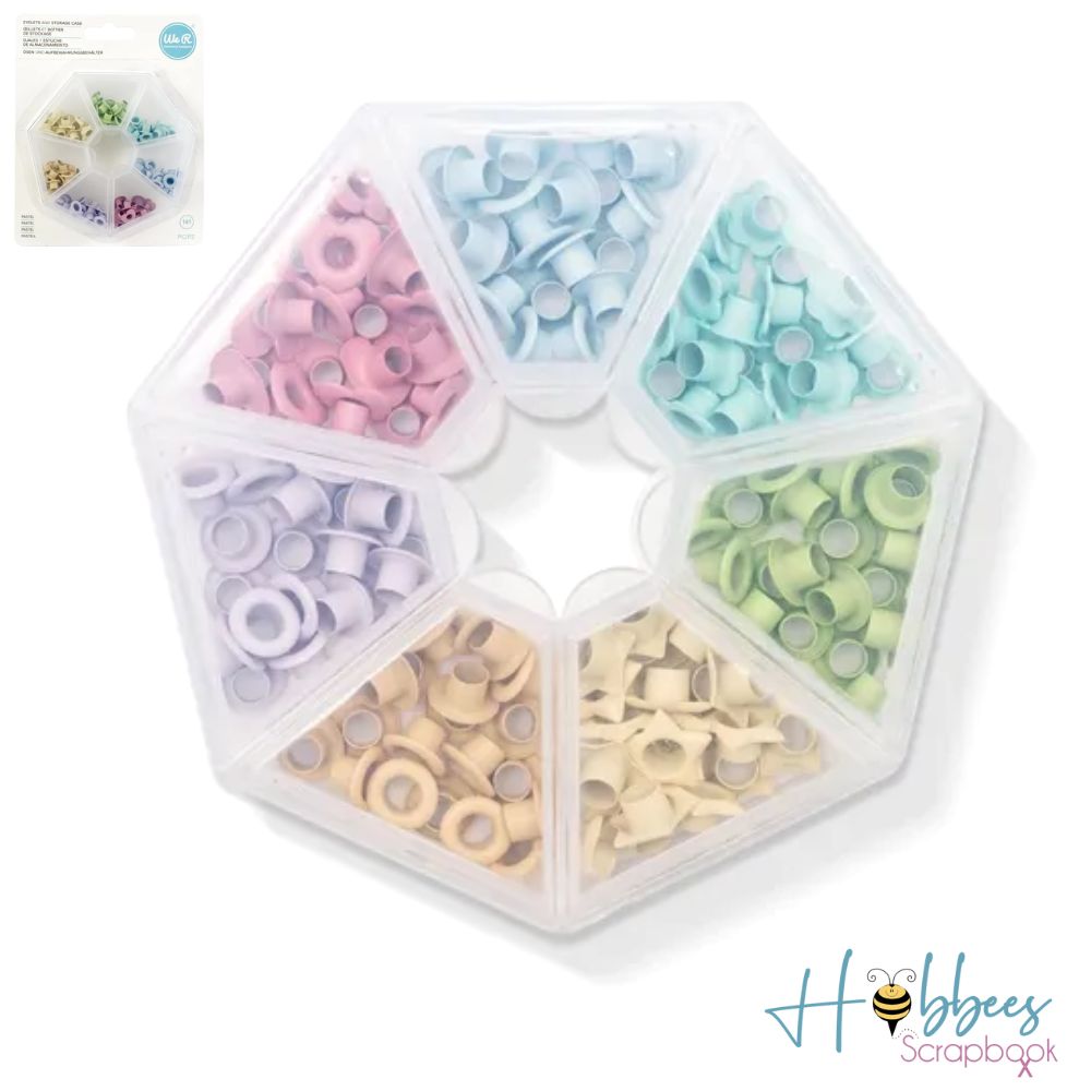 Pastel Eyelets With Storage Case / Ojillos Colores Pastel con Estuche Descontinuado We R Memory Keepers