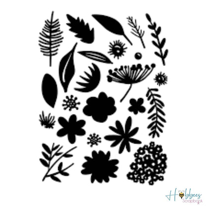Tim Holtz Script Coutout Floral Cling Foam Stamps / Sellos de Flores y Hojas Descontinuado Tim Holtz