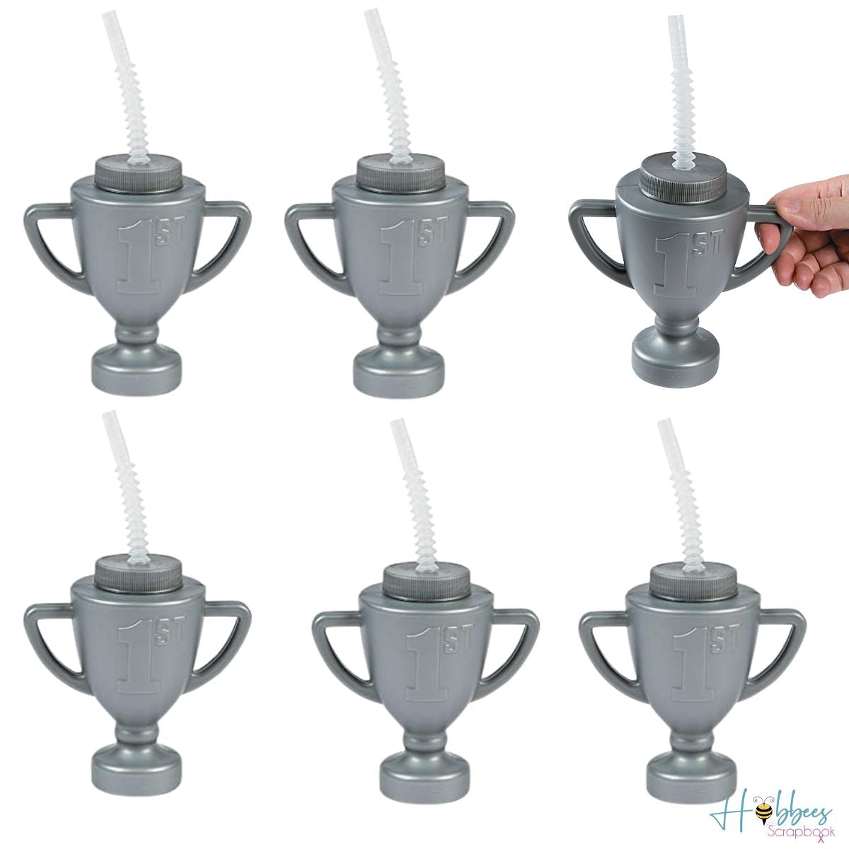 Cups with Lid Trophy / 6  Vasos de Trofeo con Popote