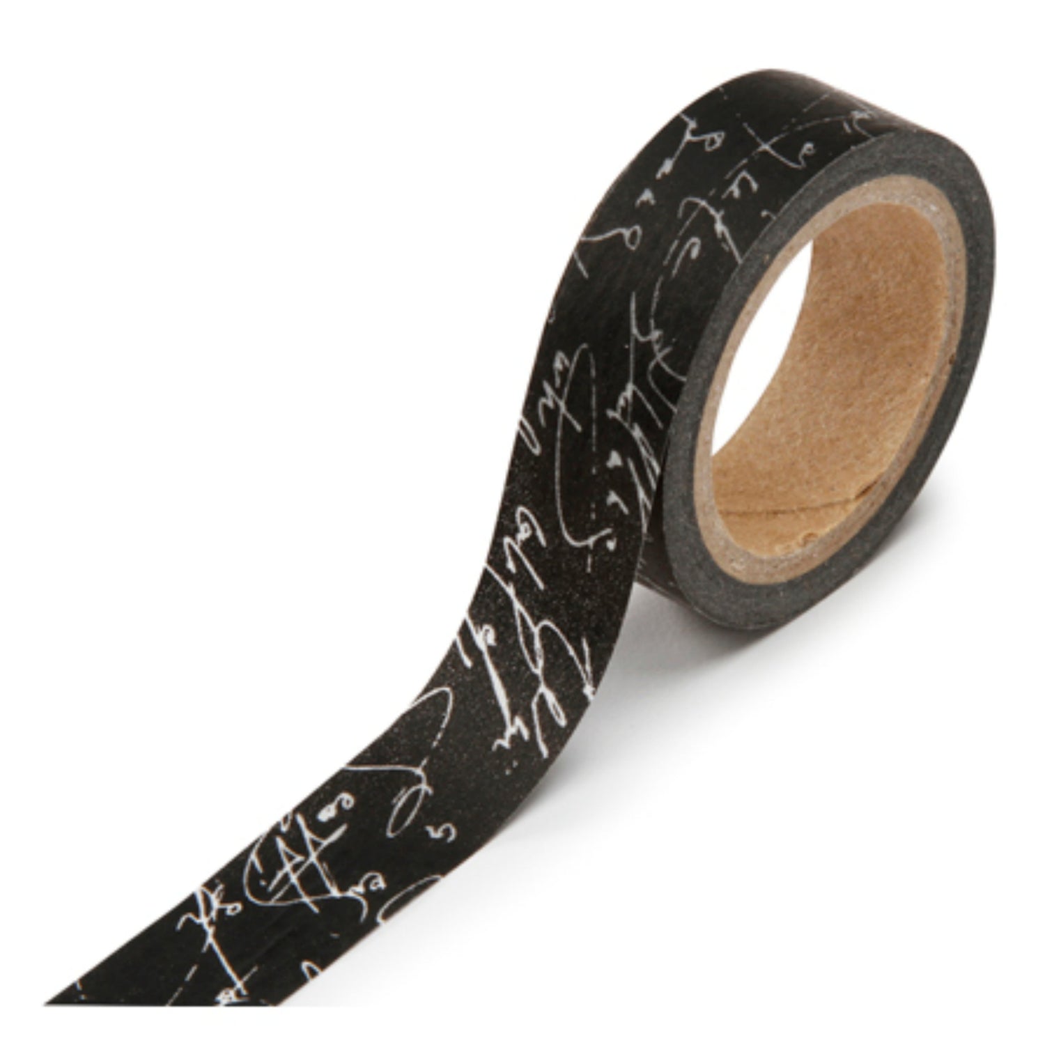 Washi Tape Black &amp; White with Script / Cinta Adhesiva Texto Blanco y Negro Descontinuado Queen&amp;Co