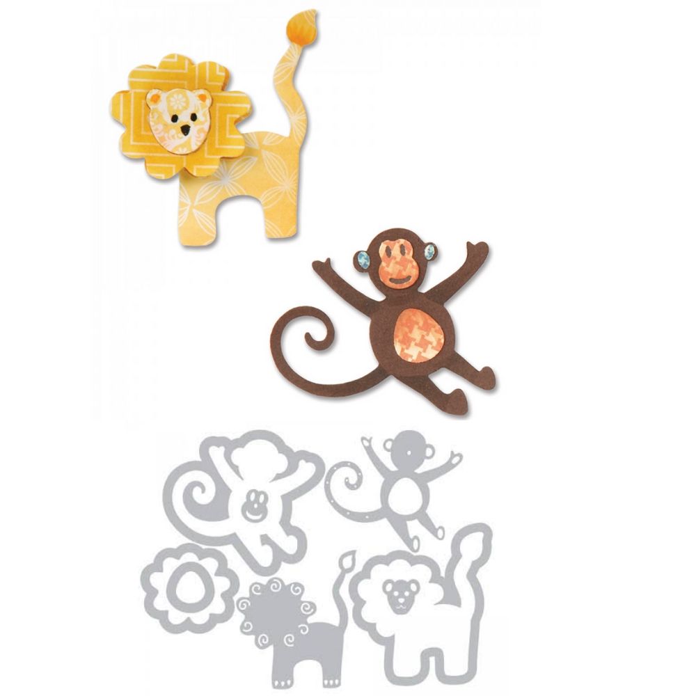 Thinlits Die Set Lion and Monkey / Set de Suajes de León y Chango Descontinuado Sizzix