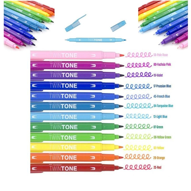 Twintone Rainbow Marker Set / Marcadores Doble Tono Arcoiris Caligrafía Tombow