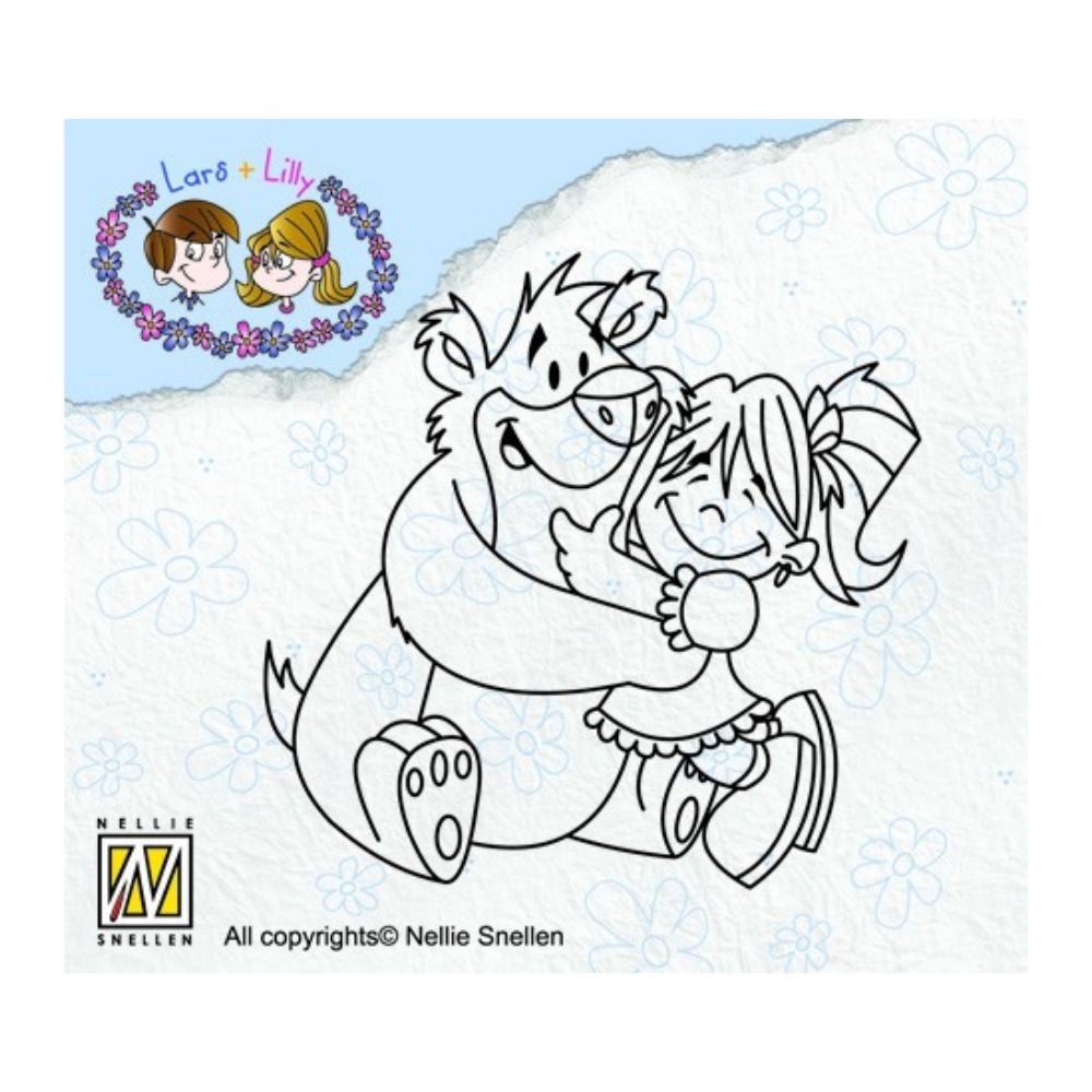 Huggy Bear Stamp / Sello de Oso y Niña Sellos Nellie Snellen