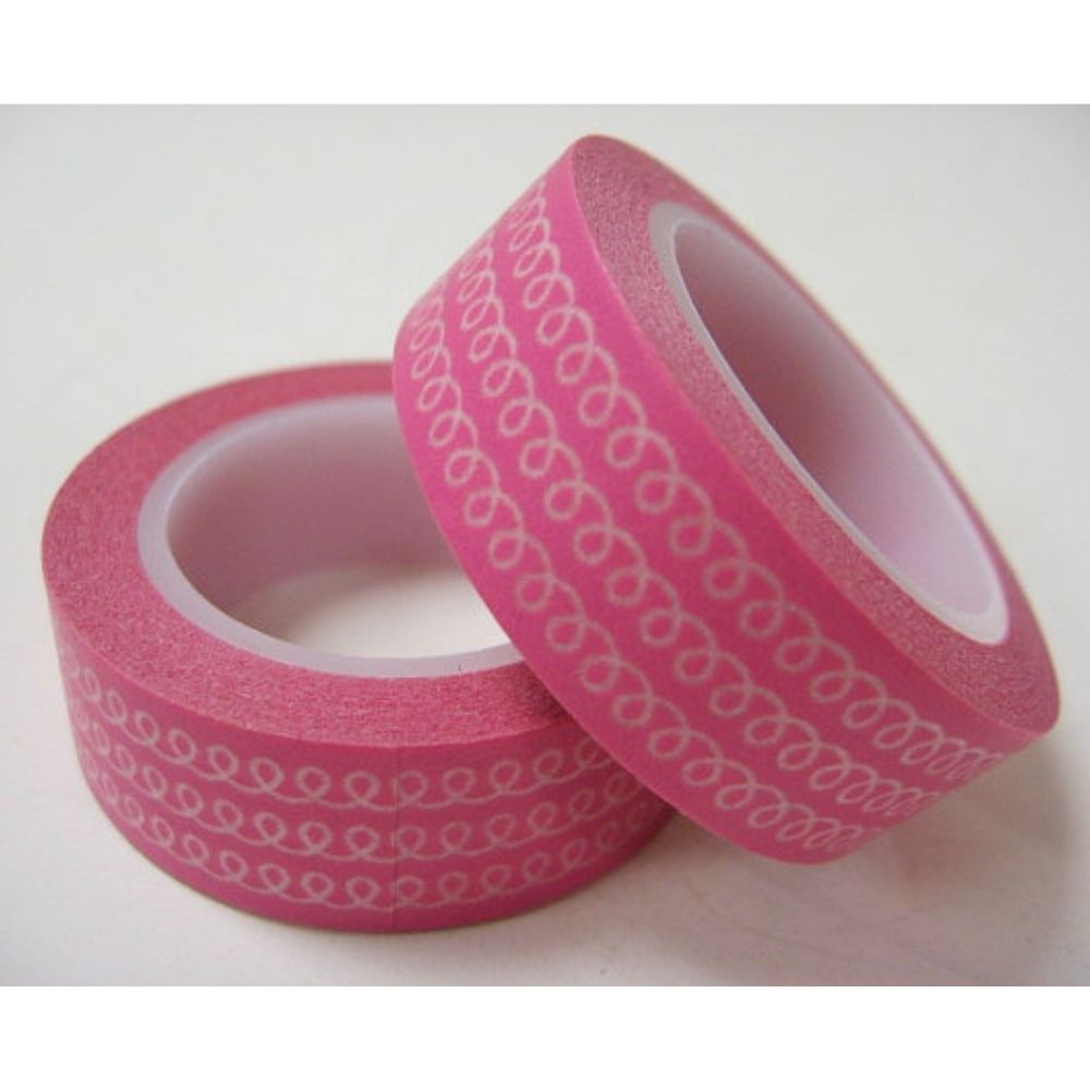 Washi Tape Pink Swirls / Cinta Adhesiva Rosa con Bucles Descontinuado Eyelet Outlet