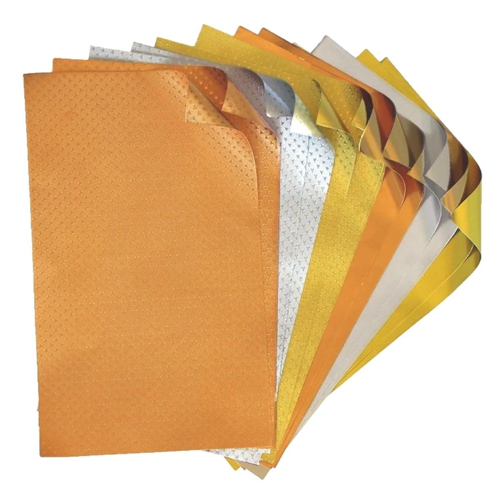 Metallics Foiled Papers 6"x12" / 12 Hojas de Papel Tipo Alumino Doble Cara Metalicos