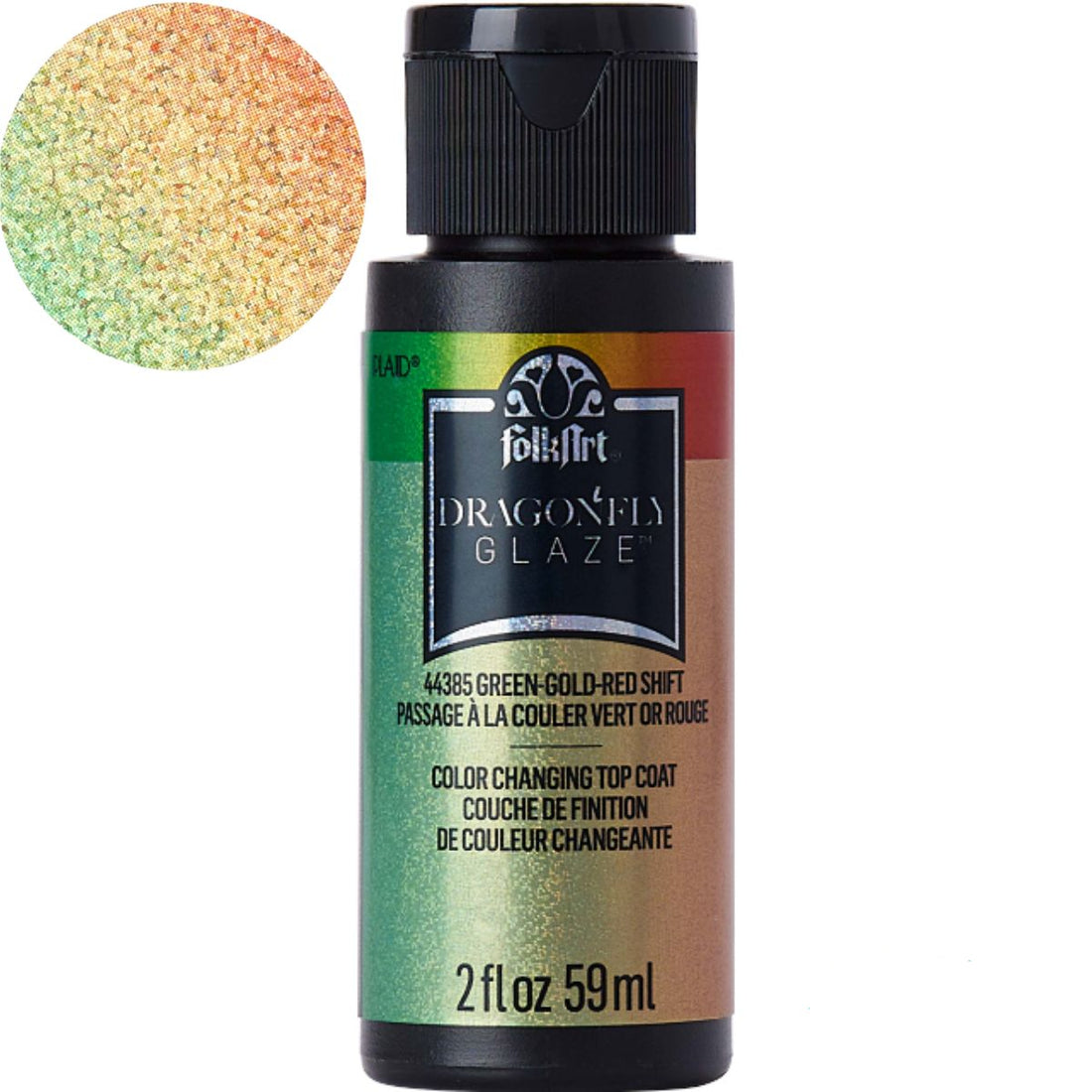 DragonFly Glaze Top Coat Green, Gold, Red / Pintura Acrílica Brillante Iridiscente Acrìlicos Folkart