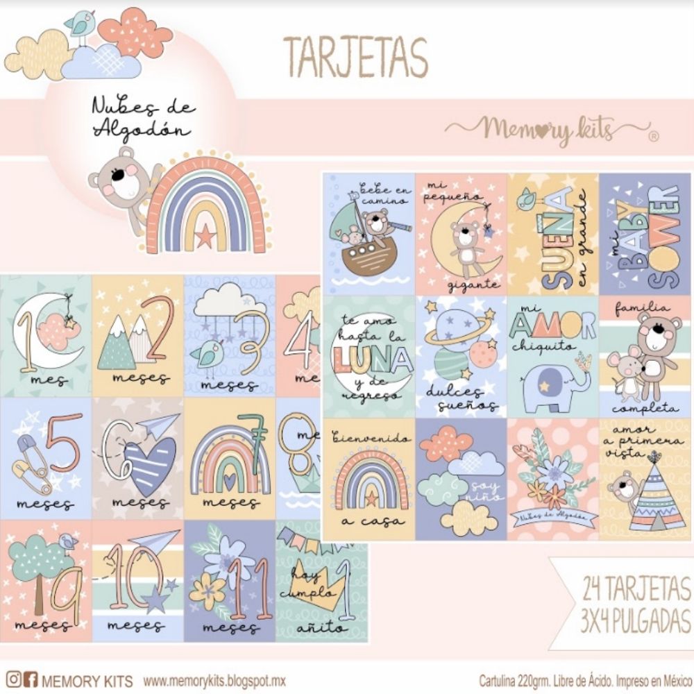 Kit de Papel Cartulina Nubes de Algodón Niños Descontinuado Memory Kits