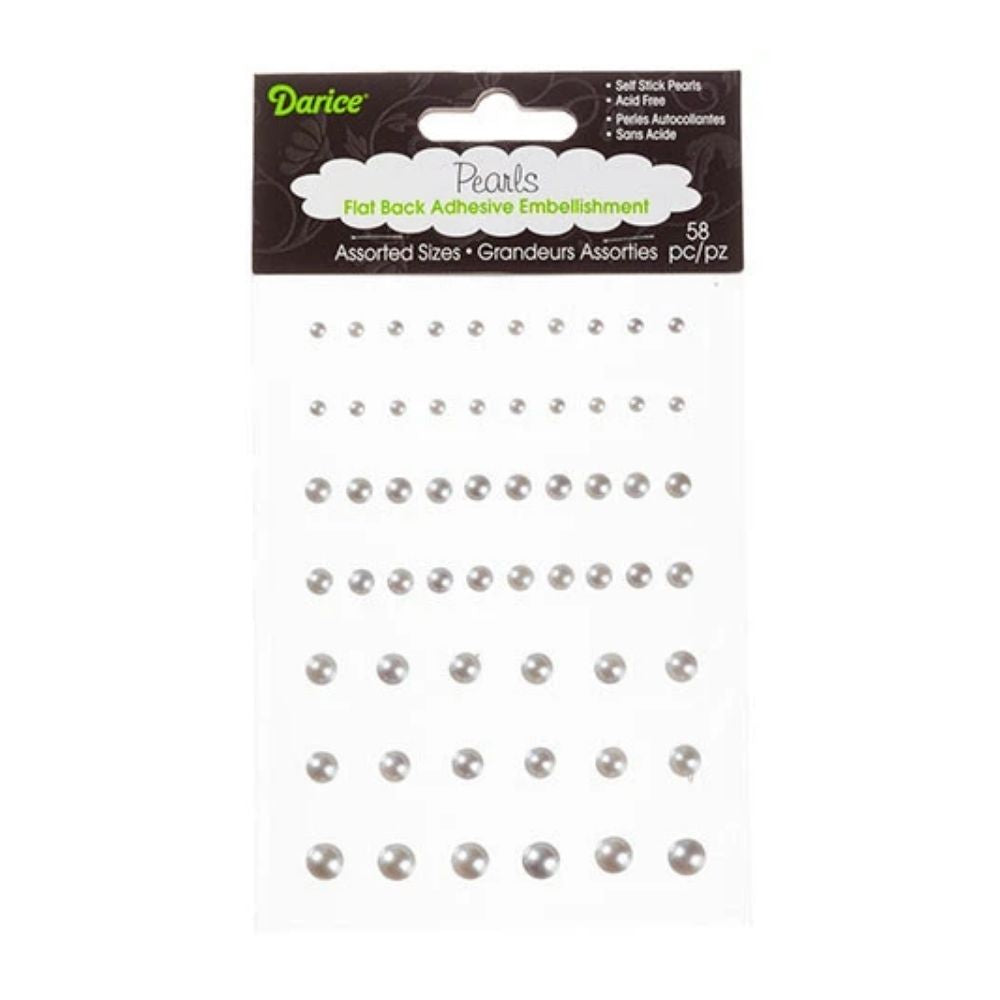 Flat Back Adhesive Silver Pearls / Medias Perlas Plateadas Adhesivas Descontinuado Darice