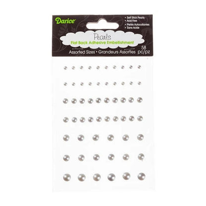 Flat Back Adhesive Silver Pearls / Medias Perlas Plateadas Adhesivas Descontinuado Darice
