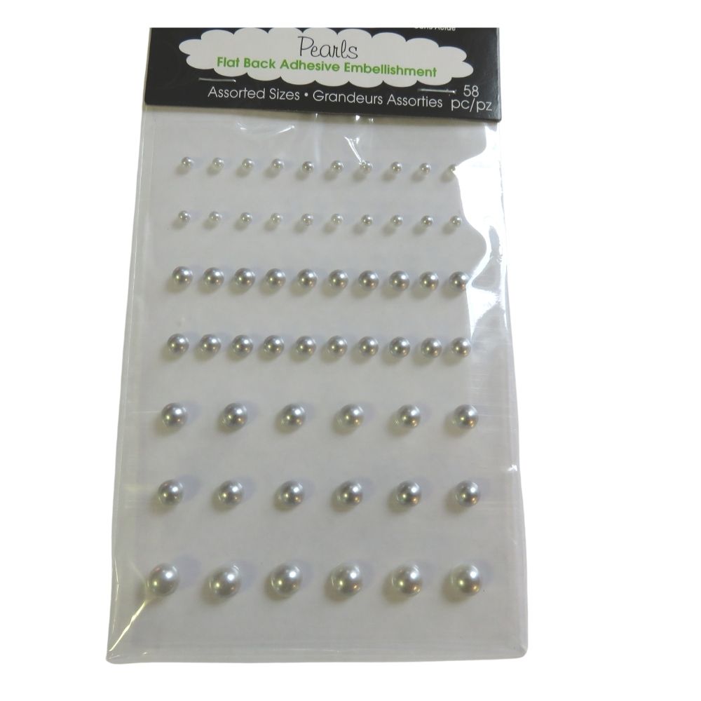 Flat Back Adhesive Silver Pearls / Medias Perlas Plateadas Adhesivas Descontinuado Darice
