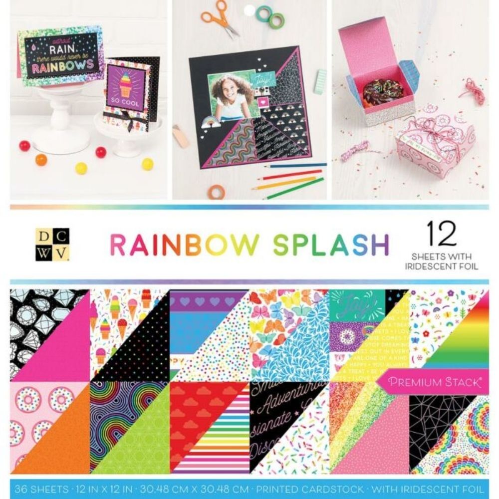 Rainbow Splash Foil Paper 12" / Block de Papel Doble Cara Arcoirirs Papel DCWV