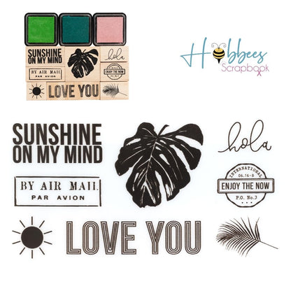 Wooden Stamp &amp; Ink Pad / Sellos y Tintas Descontinuado American Crafts