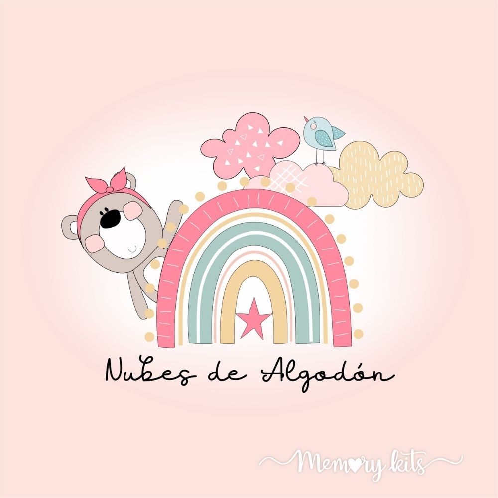 Kit de Papel Cartulina Nubes de Algodón Niñas Descontinuado Memory Kits
