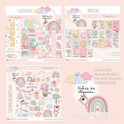 Kit de Papel Cartulina Nubes de Algodón Niñas Descontinuado Memory Kits