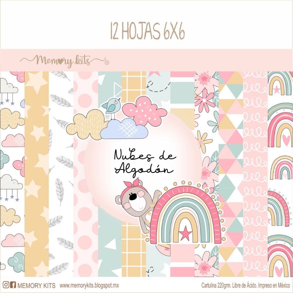 Kit de Papel Cartulina Nubes de Algodón Niñas Descontinuado Memory Kits