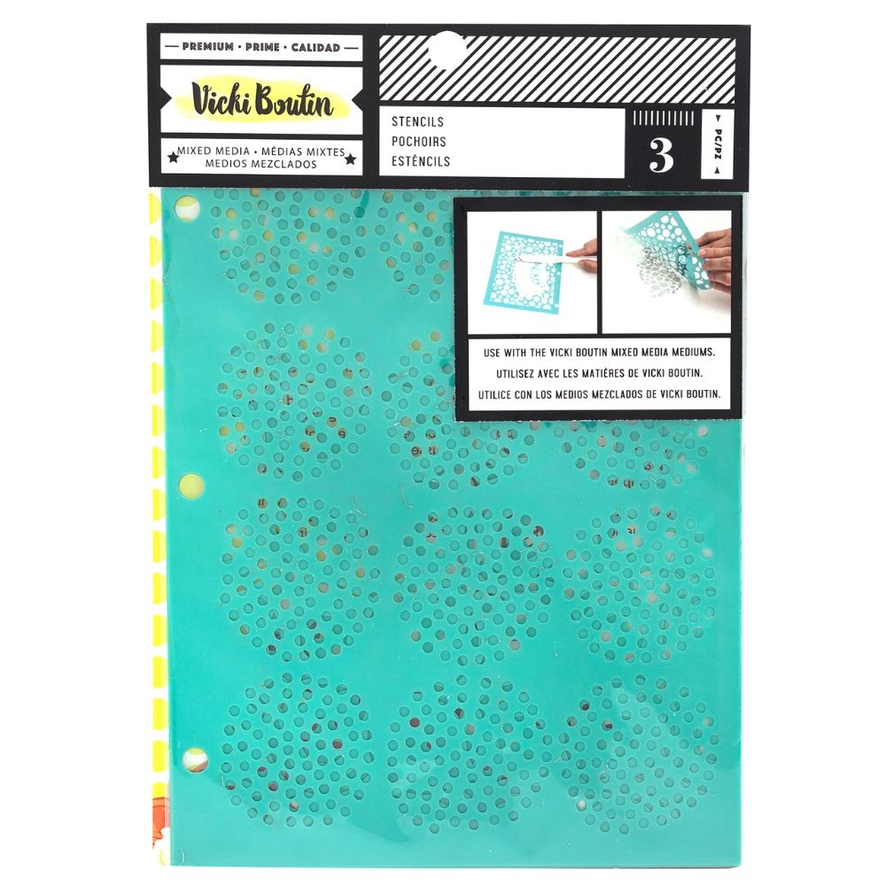 Kaleidoscope Mixed Media Stencils / 3 Estenciles Caleidoscopio Descontinuado Vicki Boutin