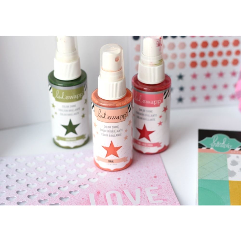 Color Shine Pack 2  / Kit de 6 Tintas en Spray con Brillitos  Heidi Swapp