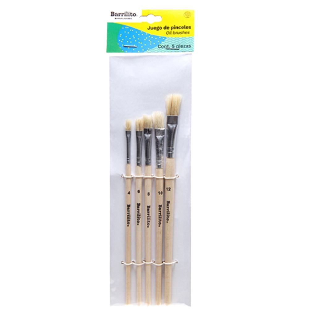 Set de Pinceles Planos para Óleo  Barrilito