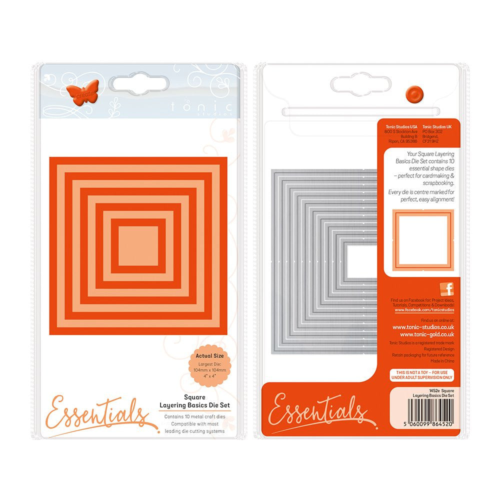 Essentials Square Layering Basics Die Set/ Set de Suajes de Cuadrados Dados de Corte / Suajes / Troqueles Tonic Studios